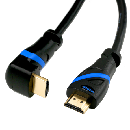 HDMI 2.0 Kabel, gewinkelt, 2 m, schwarz/blau
