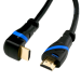 HDMI 2.0 cable, angled, 3 m, black/blue
