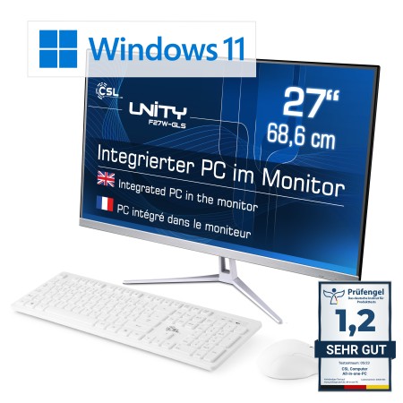 All-in-One-PC CSL Unity F27W-JLS Pentium / Windows 11 Famille / 512Go+32Go