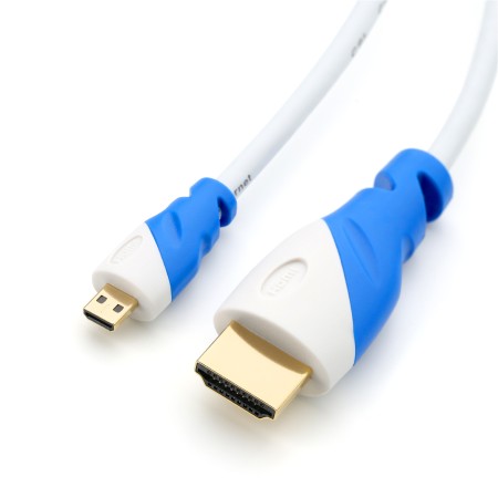 Câble microHDMI vers HDMI 2.0, 2 m, blanc/bleu