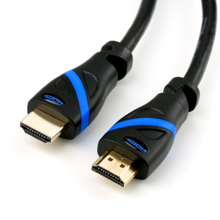 Câble HDMI 2.0, 1,5 m, noir/bleu