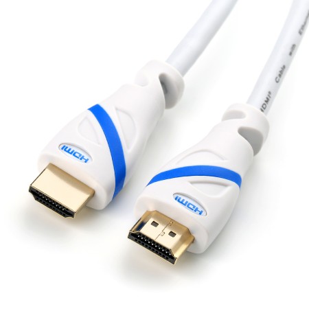 Câble HDMI 2.0, 0,5 m, blanc/bleu