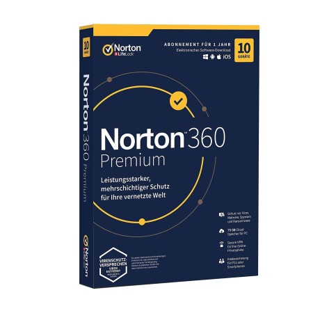 Norton Security Premium 360 ESD - 10 licences (clé de produit numérique, 1 an, sans abonnement)