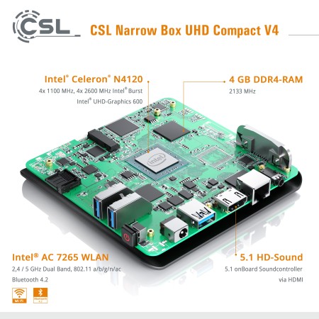 Mini PC - CSL Narrow Box Ultra HD Compact v4 / 512GB M.2 SSD / Windows 10 Home#6