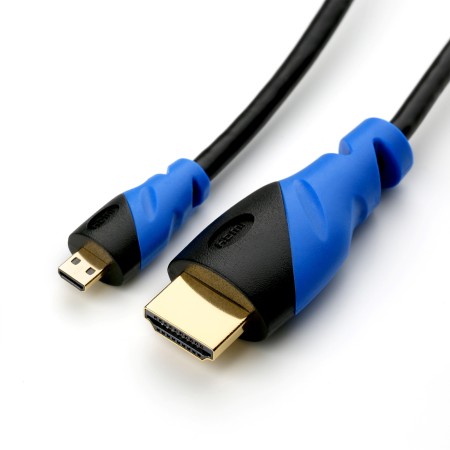 Cable microHDMI a HDMI 2.0, 5 m, negro/azul