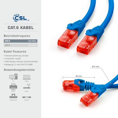 Cable de conexión de 0,25 m Cat6, azul#3