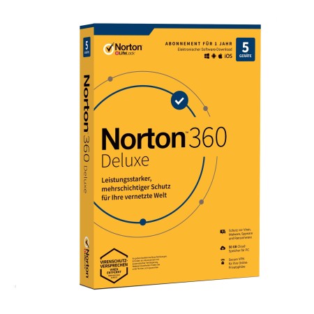 Norton Security Deluxe 360 ESD - 5 licencias (clave de producto digital, 1 año, sin suscripción)