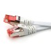 Cable de conexión plano de 0,25 m Cat7, blanco/rojo