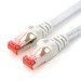 Cable de conexión plano de 1 m Cat7, blanco/rojo