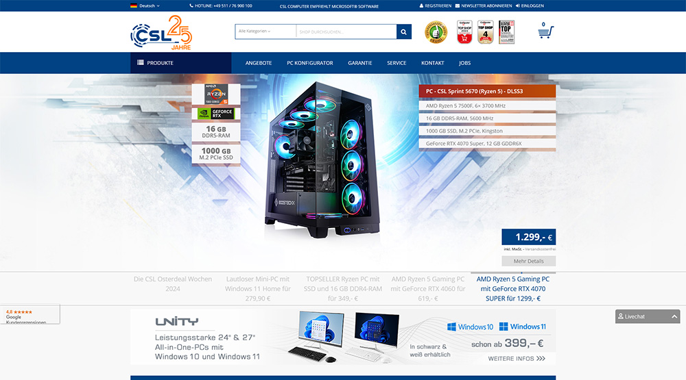 CSL Computer websiteSito web di CSL Computer