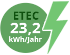  />La consommation annuelle d'électricité en kWh est indiquée par la valeur ETEC. La valeur ETEC est la consommation d'énergie calculée selon le modèle d'utilisation dit 