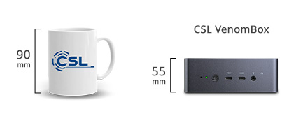 Größenvergleich Tasse mit dem Mini-PC