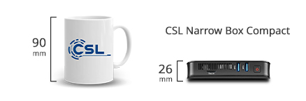 Größenvergleich Tasse mit dem Mini-PC